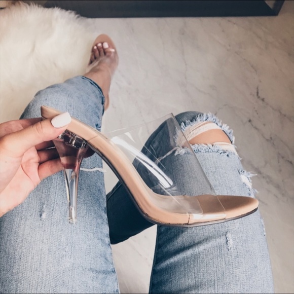 Shoes - Nude Clear Heel Sandal (Last 2)